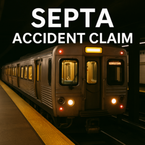 Philadelphia subway train pulling into an underground station, representing public transit accident scenes for legal claims.