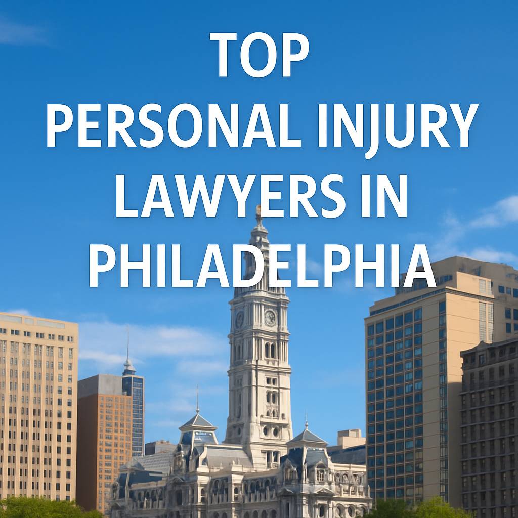 Top personal injury lawyers in Philadelphia skyline with City Hall