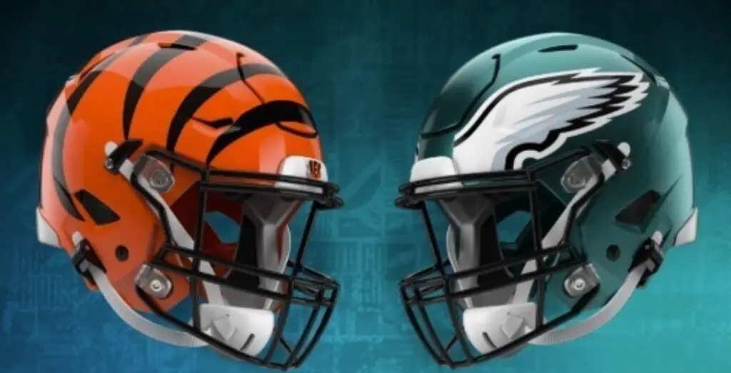 Eagles and Bengals helmets facing off ahead of preseason game at Lincoln Financial Field