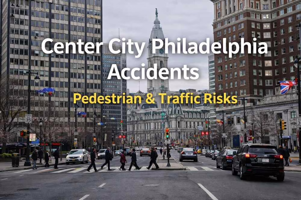 Center City Philadelphia accidents with pedestrian and traffic risks near City Hall intersection