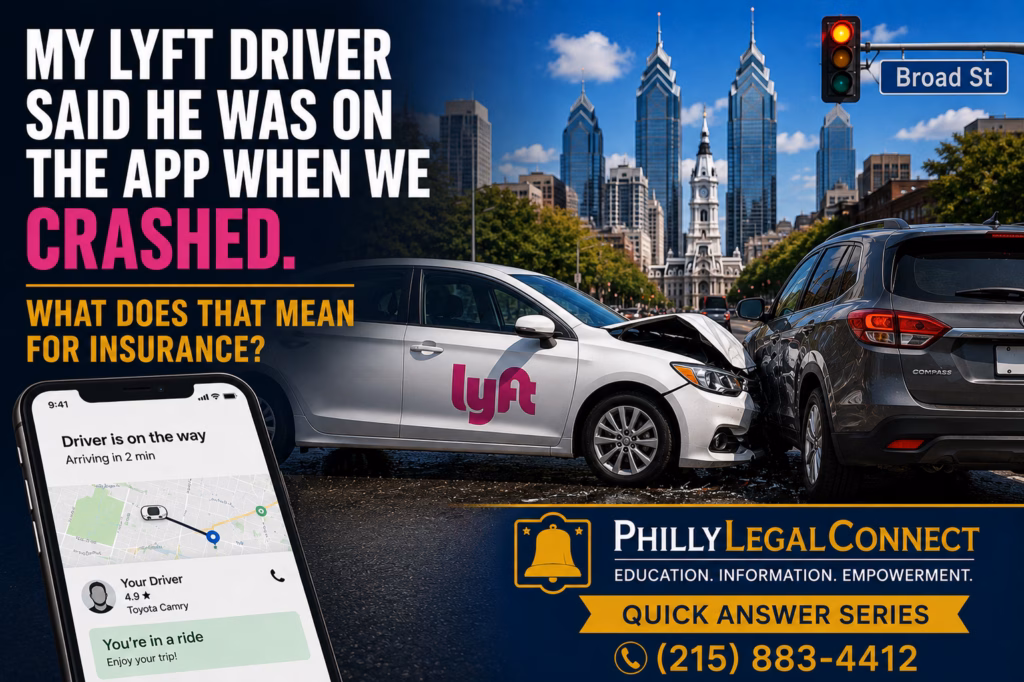 My Lyft driver was on the app when we crashed — Philadelphia Lyft accident insurance Quick Answer