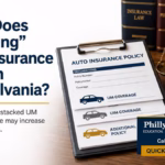 Stacking auto insurance in Pennsylvania illustrated with UM and UIM coverage on multiple insured vehicles.