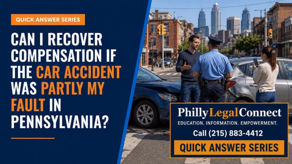 Drivers speaking with a police officer after a Pennsylvania car accident involving disputed fault.