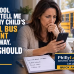 Parent reviewing a delayed school bus accident notification after learning about her child’s school bus accident.