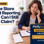 Shopper calling after she left the store without reporting a fall, with a receipt nearby and The Oakes Firm’s contact information.